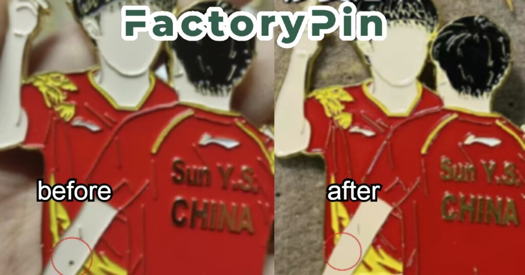 clean enamel pin before vs after