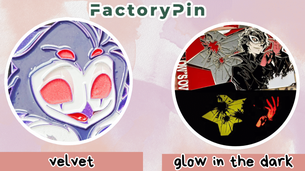 enamel pin effect velvet