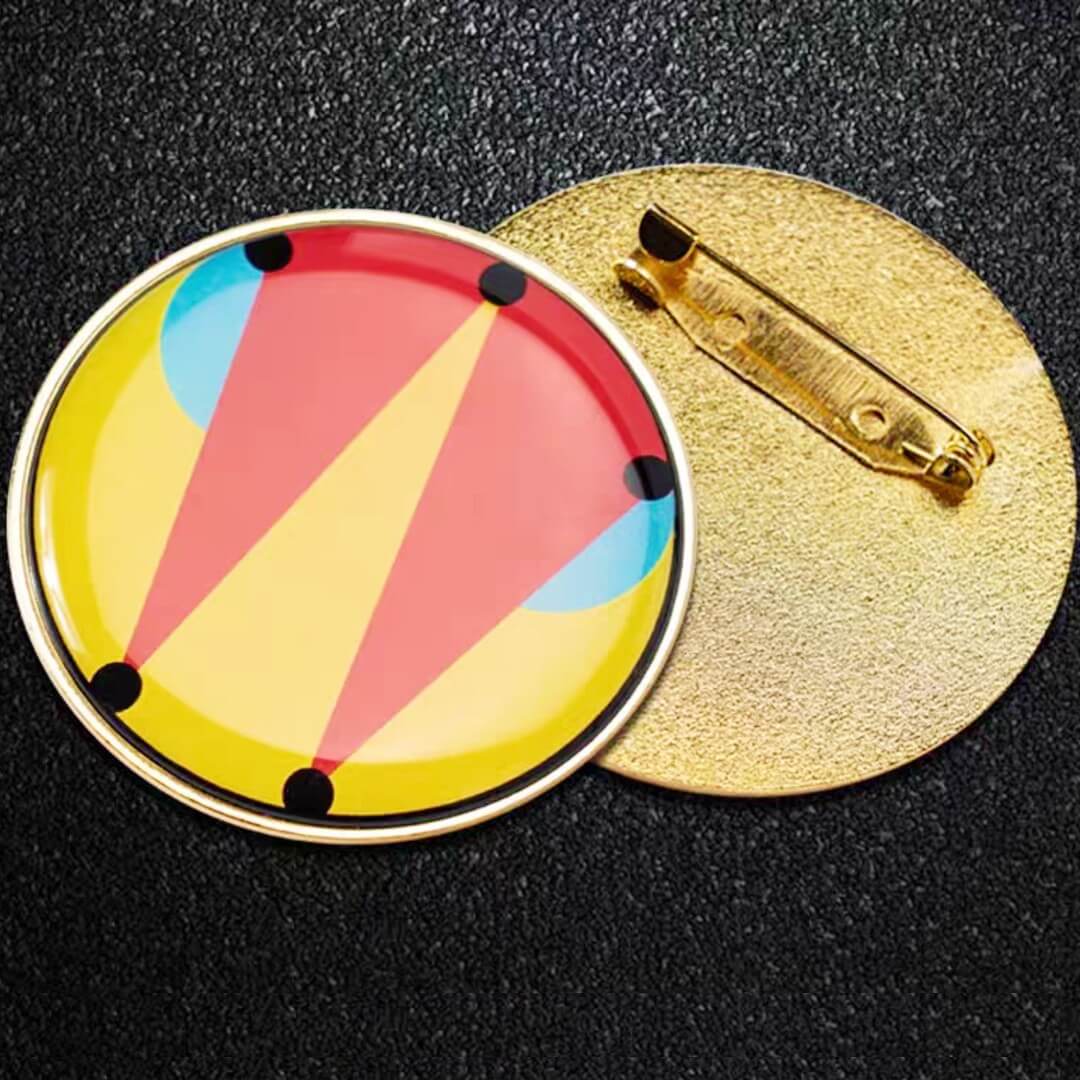 Colorful abstract circle offset printed pin design