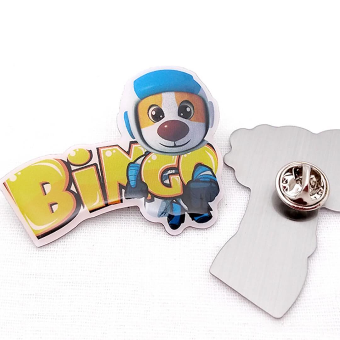 Cartoon dog bingo offset printed pin