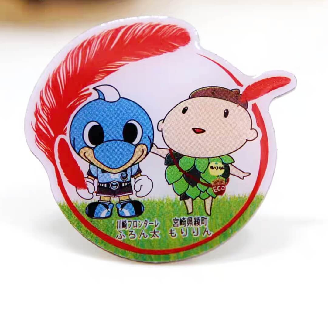 Kawasaki mascot bird in offset printed pin style