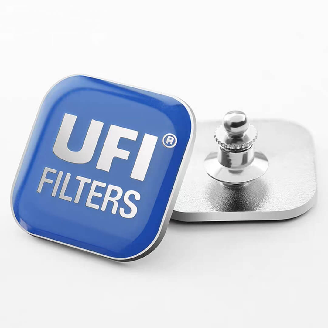 UFI filters logo made as an offset printed pin
