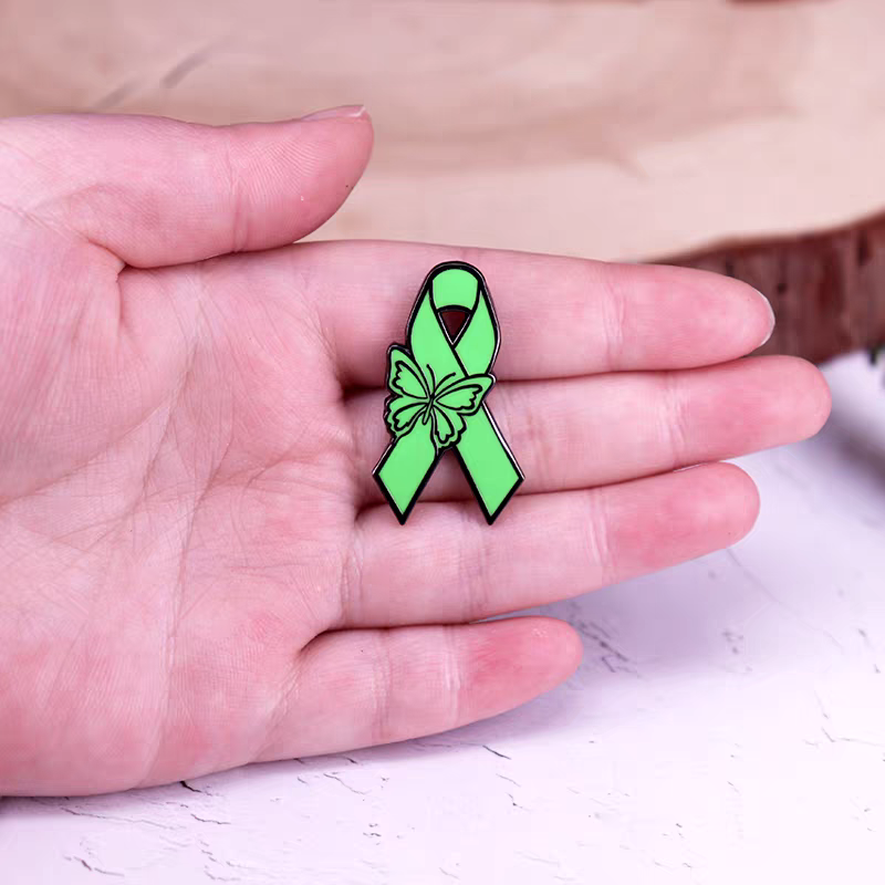 green butterfly ribbon pin