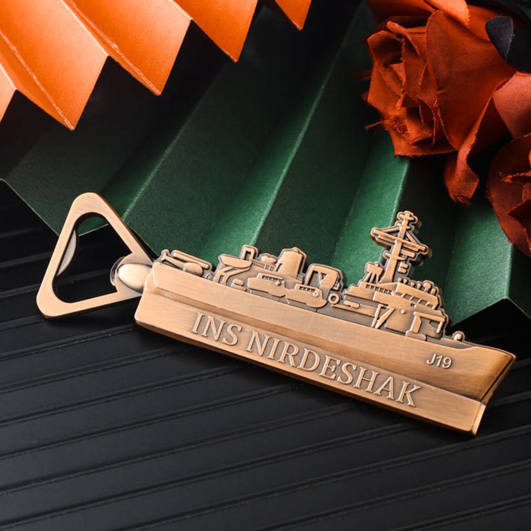 INS Nirdeshak J19 bottle opener coin