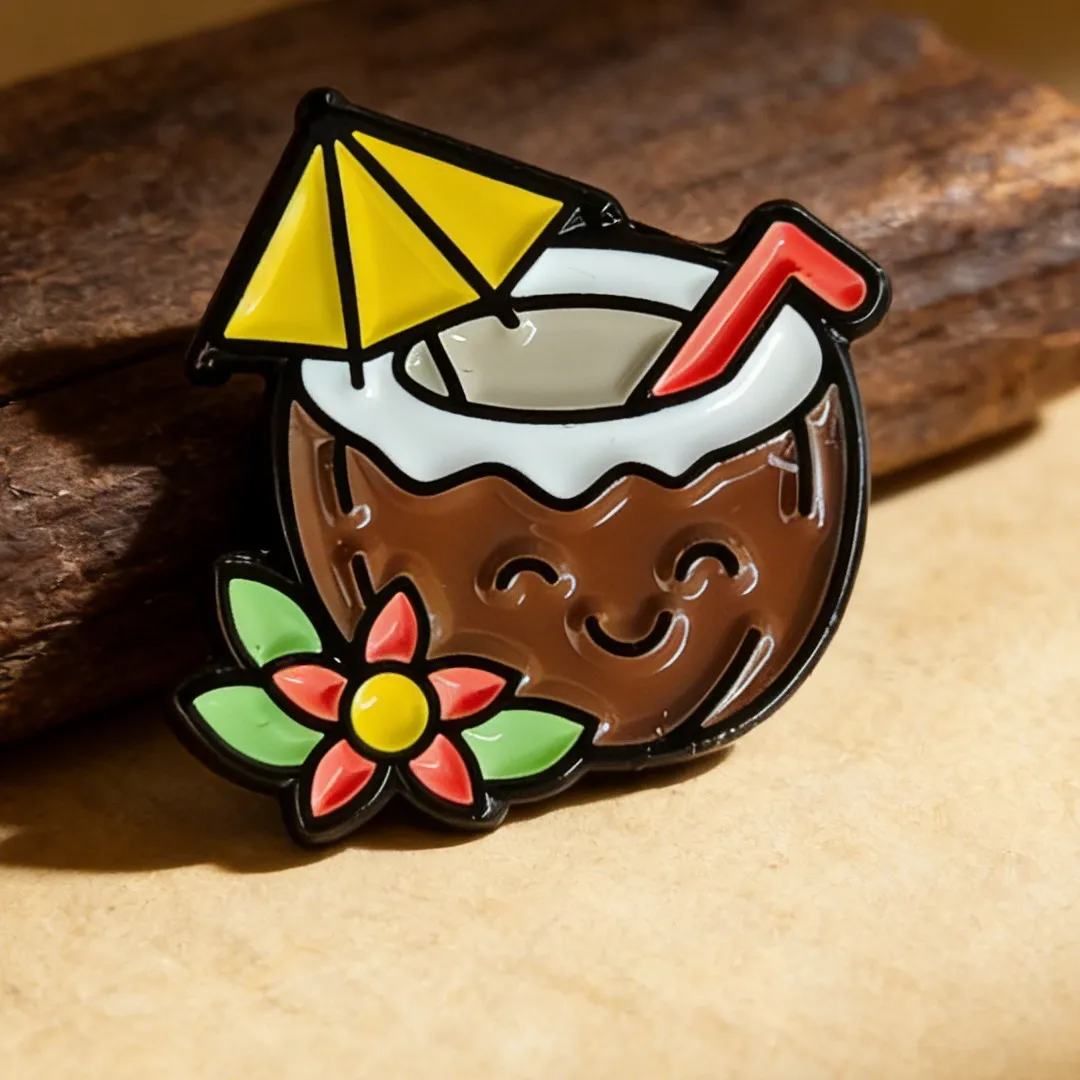 coconut milk soft enamel pin