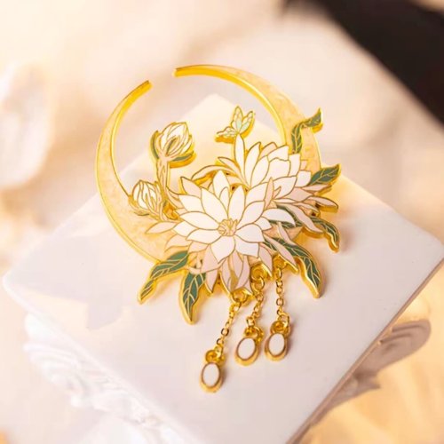 moon flower lapel pin