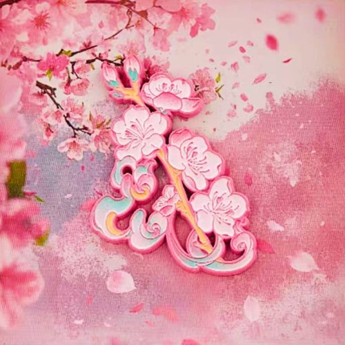 pink flower lapel pin